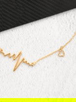 The Elegant Casual Heartbeat Necklace- Golden With Anti-Tarnish Coating 