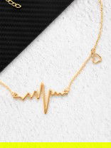 The Elegant Casual Heartbeat Necklace- Golden With Anti-Tarnish Coating 