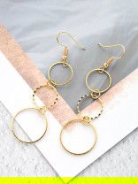 The Layered Circles - Golden Dangling Earrings