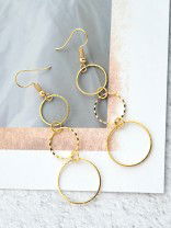 The Layered Circles - Golden Dangling Earrings