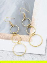 The Layered Circles - Golden Dangling Earrings