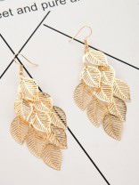 The Leafy Mirage - Golden Metallic Earrings
