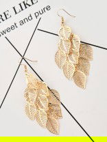The Leafy Mirage - Golden Metallic Earrings
