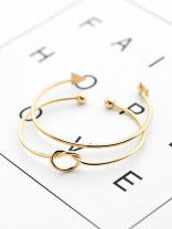 The Knot and Arrow Set of Two Bracelets - Golden