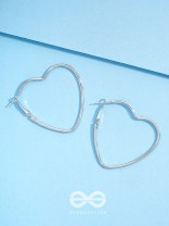 Love Me Like I do - Trendy Heart Hoops- Silver