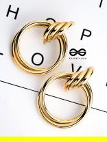 The Glamorous Intertwined Studs - Elegant Golden Stud Earrings