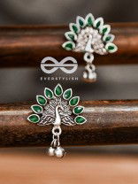 The Embellished Peacock Studs (Emerald Green) - The Melodious Ghungroo Collection