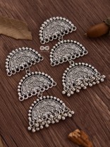 The Three-tier Motif Moons - Oxidised Boho Earrings
