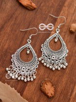 The Intricate Motif Drops - Oxidised Boho Earrings - Silver