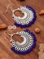 The Motif Moon Chandbali Earrings (Egyptian Blue) - The Boho Basics