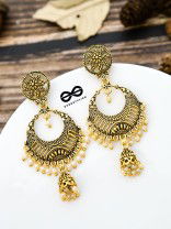 The Golden Intricate Artwork Danglers - The Oxidised Boho Collection