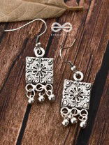 The Floral Square Danglers - Tiny Trinket Earrings