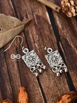 The Floral Square Danglers - Tiny Trinket Earrings