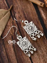 The Floral Square Danglers - Tiny Trinket Earrings