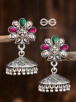 The Enamelled Floral Artwork (Ruby Emerald) - The Embellished Oxidised Collection