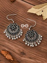 The Fabulous Floral Enamel Danglers (Onyx Black) - The Embellished Oxidised Collection