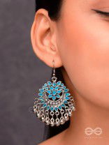 The Fabulous Floral Enamel Danglers (Carolina Blue) - The Embellished Oxidised Collection