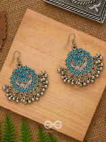 The Fabulous Floral Enamel Danglers (Carolina Blue) - The Embellished Oxidised Collection