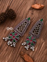 The Jaw Dropper Meenakari Statement Maker Earrings (Red-Green)