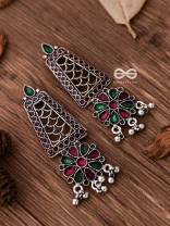 The Jaw Dropper Meenakari Statement Maker Earrings (Red-Green)