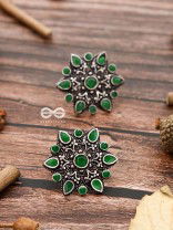 The Starry Diva Earrings - Green - The Embellished Oxidised Collection