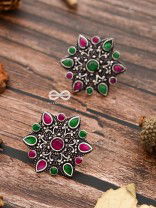 The Starry Diva Earrings - Mulitcolour - The Embellished Oxidised Collection