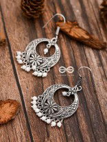 The White Elegance Traditional Motif Earrings