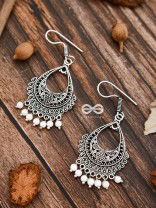 The White Droplet Traditional Motif Earrings