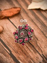 The Charlize Ring (Adjustable) - Ruby Red - The Embellished Oxidised Collection