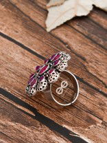 The Scarlett Ring (Adjustable) - Ruby-Red - The Embellished Oxidised Collection