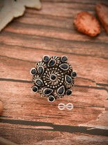 The Charlize Ring (Adjustable) - Onyx Black - The Embellished Oxidised Collection