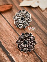 The Intriguing Affair Studs - Onyx Black - The Embellished Oxidised Collection