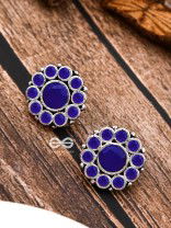 The Bling Button Studs - Sapphire Blue - Tiny Trinket Earrings