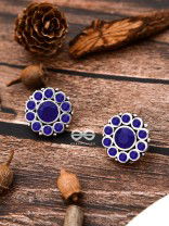 The Bling Button Studs - Sapphire Blue - Tiny Trinket Earrings