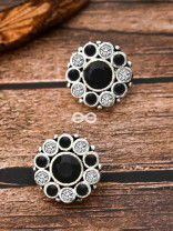 The Bling Button Studs - Black-White - Tiny Trinket Earrings