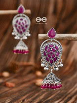 The Khaleesi Statement Danglers - Magenta Pink - The Embellished Oxidised Collection