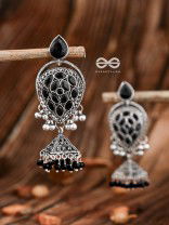 The Khaleesi Statement Danglers - Onyx Black - The Embellished Oxidised Collection