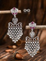 The Cute Mesh Earrings (Ruby Red) - The Embellished Oxidised Collection