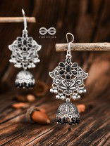 The Motif Delight Earrings - Embellished Oxidised Collection (Black)