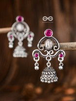 The Curved Artwork - Embellished Oxidised Earrings