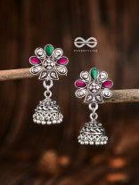 The Enamelled Floral Artwork (Ruby Emerald) - The Embellished Oxidised Collection