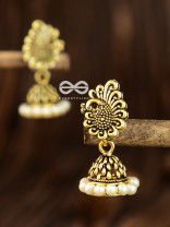 The Tiny Golden Peacock Pearl Jhumkis - Tiny Trinket Earrings