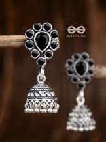 The Shimmery Droplet Jhumkis - The Embellished Oxidised Collection