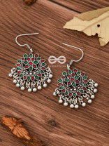 The Fabulous Floral Enamel Danglers (Red-Green) - The Embellished Oxidised Collection