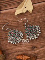 The Fabulous Floral Enamel Danglers (Red-Green) - The Embellished Oxidised Collection