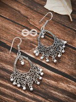 The Shimmery Florals - Oxidised Boho Earrings