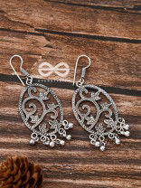 The Vintage Leaf Artwork - Oxidised Boho Earrings