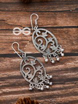The Vintage Leaf Artwork - Oxidised Boho Earrings