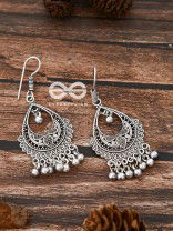 The Intricate Drop Motifs - Oxidised Boho Earrings