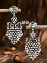 The Cute Mesh Earrings (Emerald Green) - The Embellished Oxidised Collection